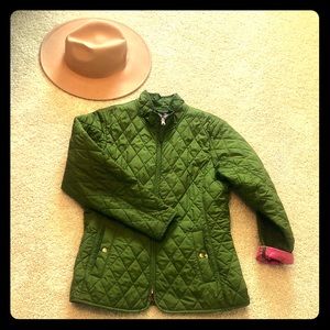 Lands Ended quilted green jacket